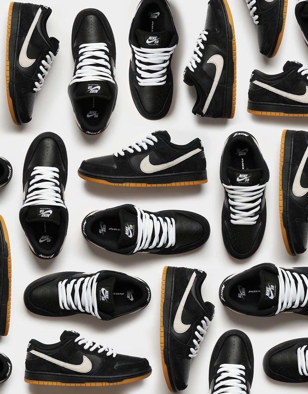 Nike SB Dunk Low Pro Skate Shoes - Black/White/Gum Light Brown, product image 2