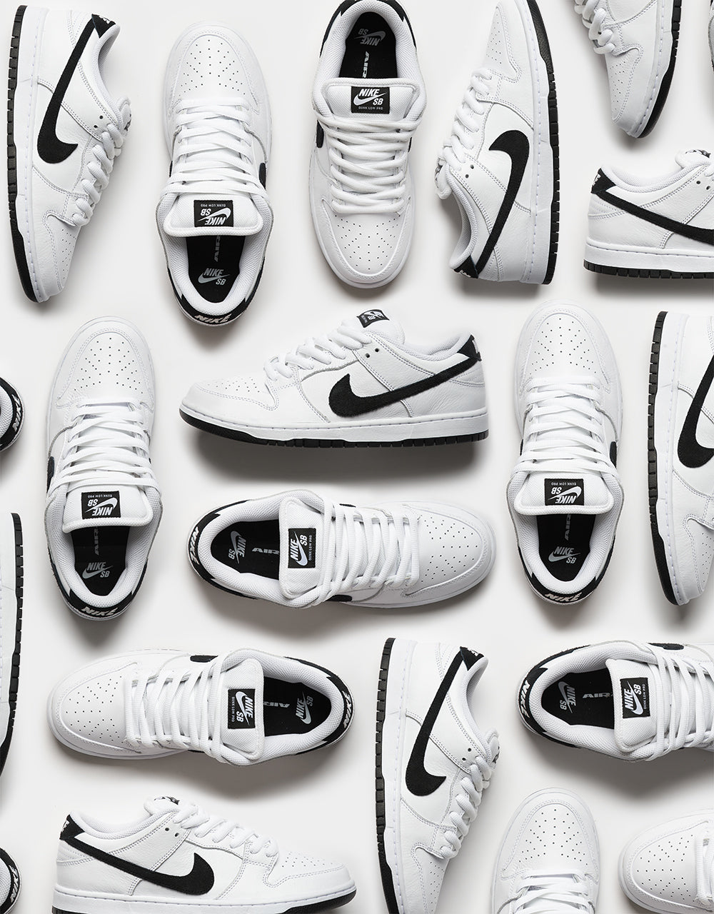 Nike SB Dunk Low Pro Skate Shoes - White/Black, product image 2