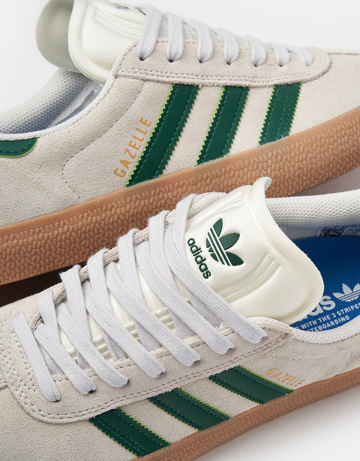 adidas Gazelle ADV Skate Shoes - Crystal White/Gum, product image 7