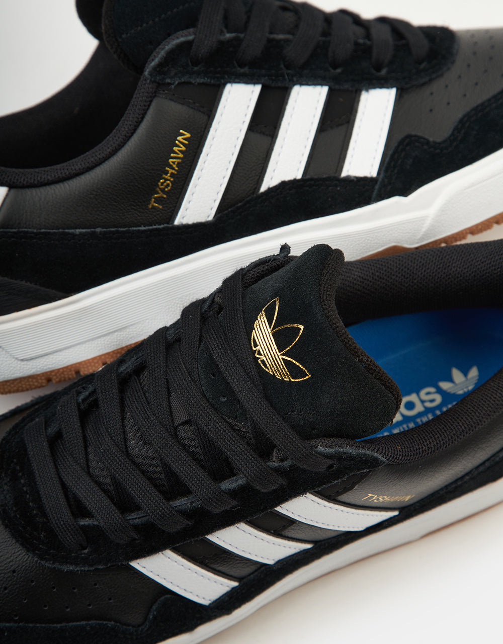 adidas Tyshawn II Skate Shoes - Core Black/White/Gum, product image 8
